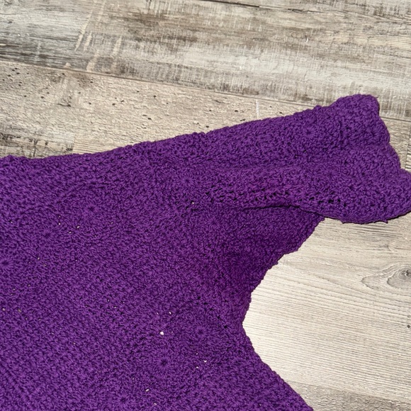 💯 Cotton, Crocheted Purple Women's Sweater - Picture 5 of 8